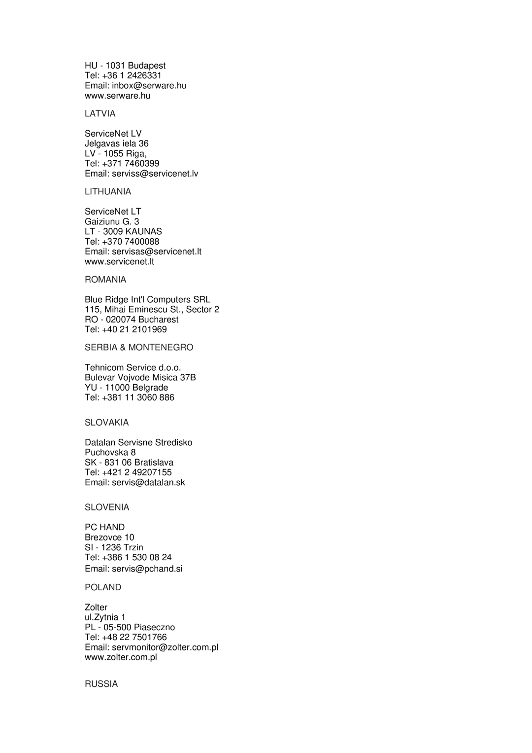 Philips 7FF1CME, 7FF1CMI, 7FF1CWO, 7FF1M4 user manual Latvia 