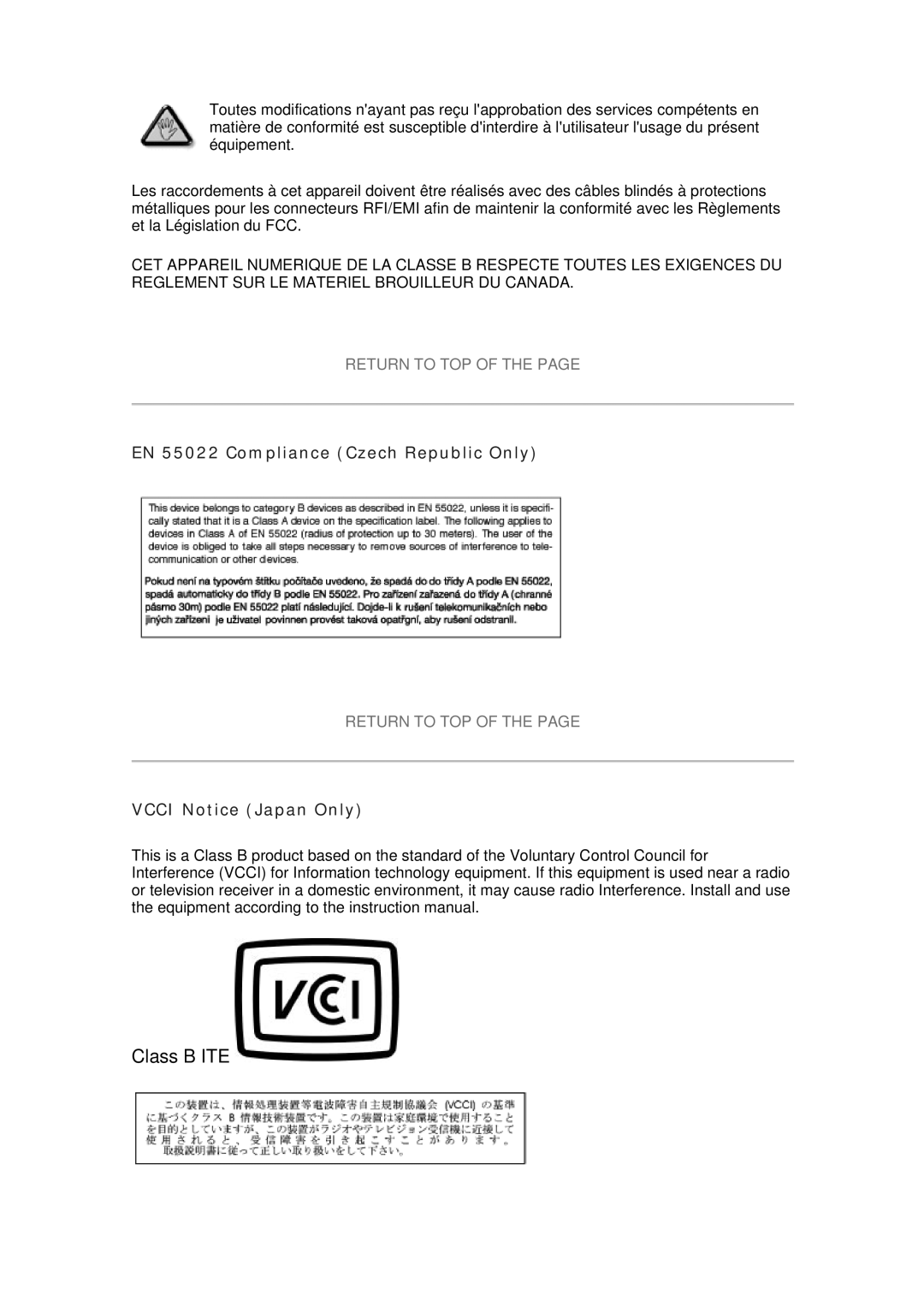 Philips 7FF1CWO, 7FF1CMI, 7FF1CME, 7FF1M4 user manual Class B ITE 