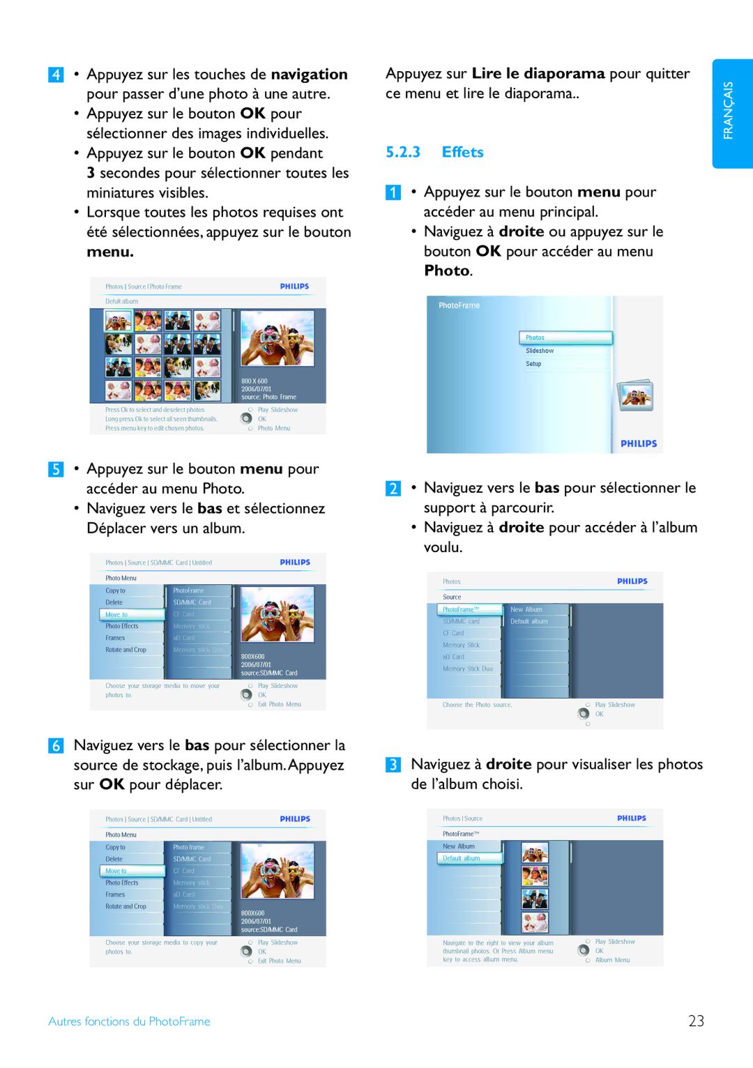 Philips 7FF2 manual Effets 