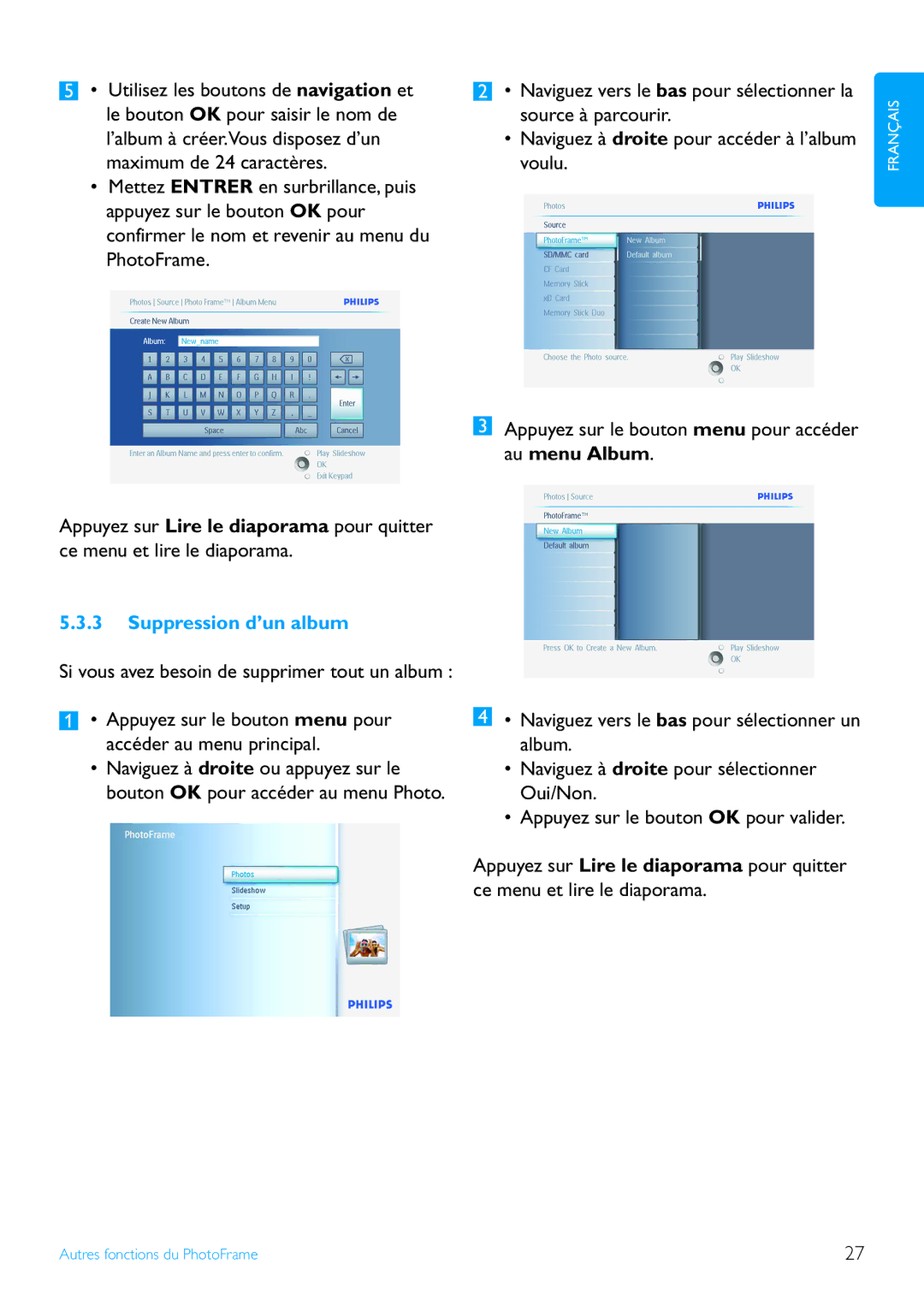 Philips 7FF2 manual Suppression d’un album 