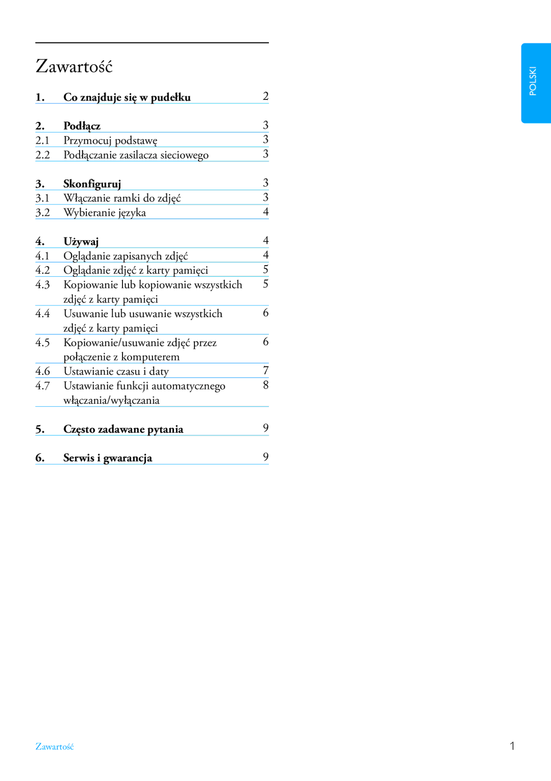 Philips 7FF2FPAS manual Zawartość, Używaj 