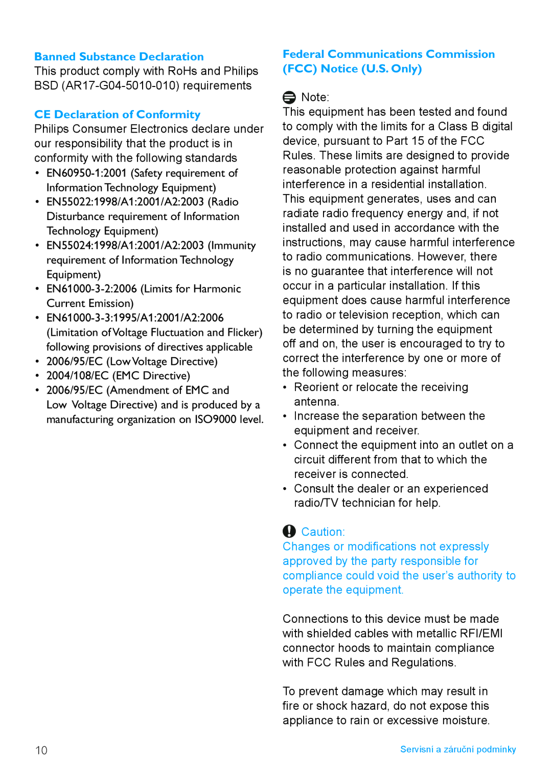 Philips 7FF2FPAS manual Banned Substance Declaration, CE Declaration of Conformity 