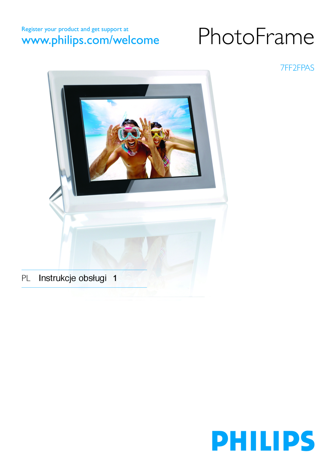 Philips 7FF2FPAS manual PhotoFrame, PL Instrukcje obsługi, Register your product and get support at 