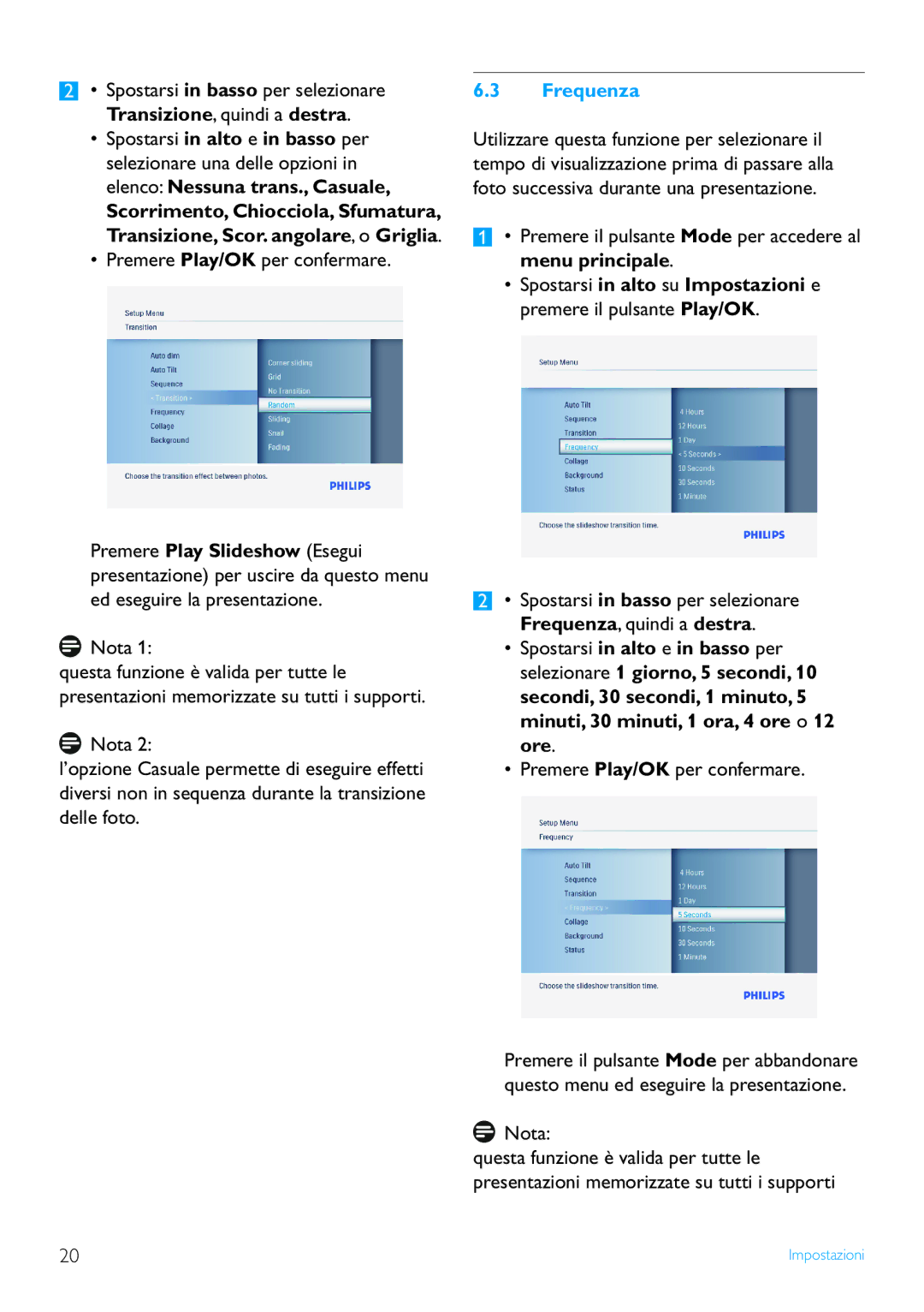 Philips 8FF3FP, 7FF3FP, 6FF3FP manual Frequenza 