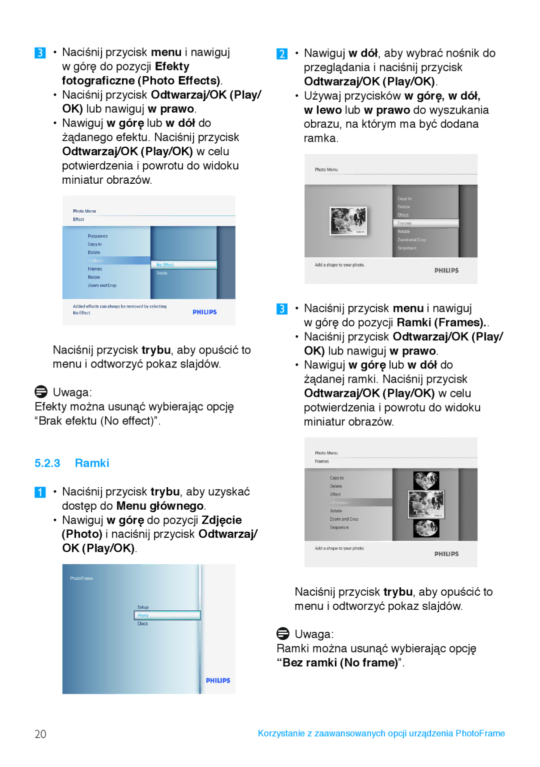 Philips 8FF3FP, 7FF3FP, 6FF3FP manual Ramki 