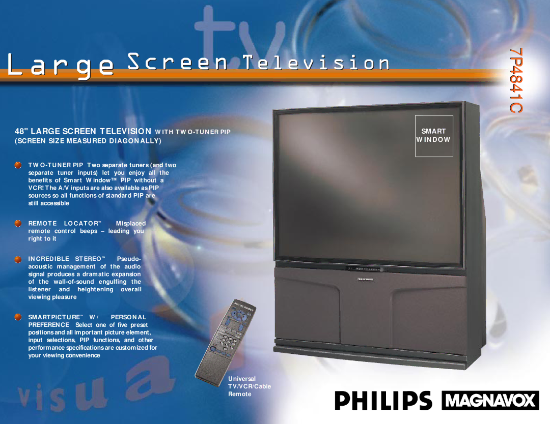 Philips 7P4841C specifications Large Screen Television 