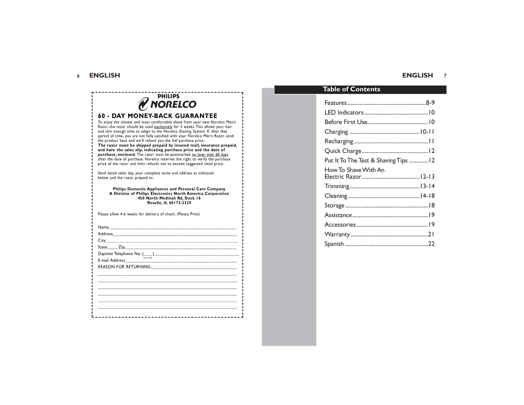 Philips 8138XL manual Table of Contents 