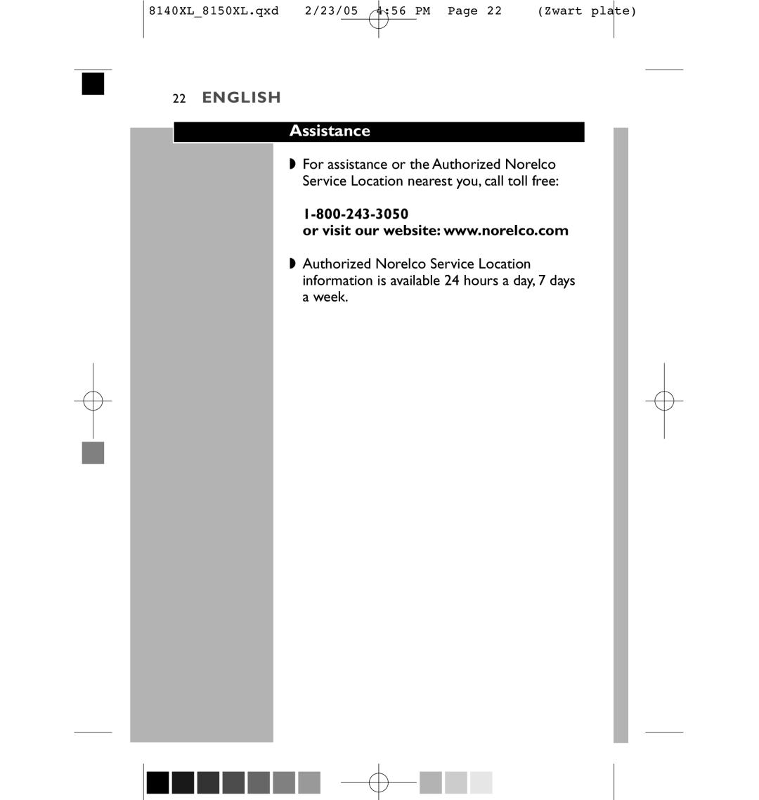 Philips 8151XL, 8150XL manual Assistance 