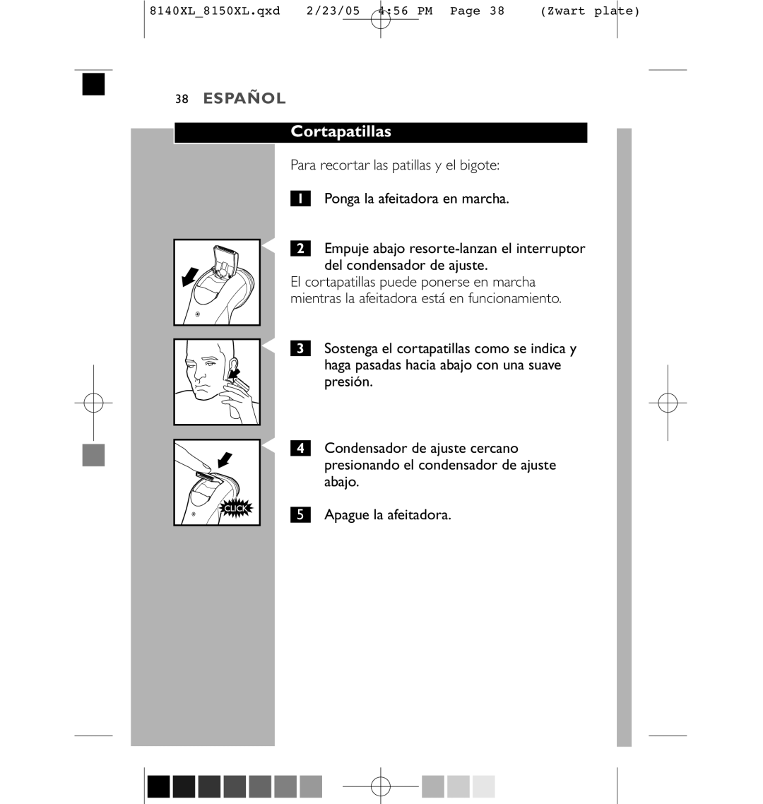 Philips 8151XL, 8150XL manual Cortapatillas 