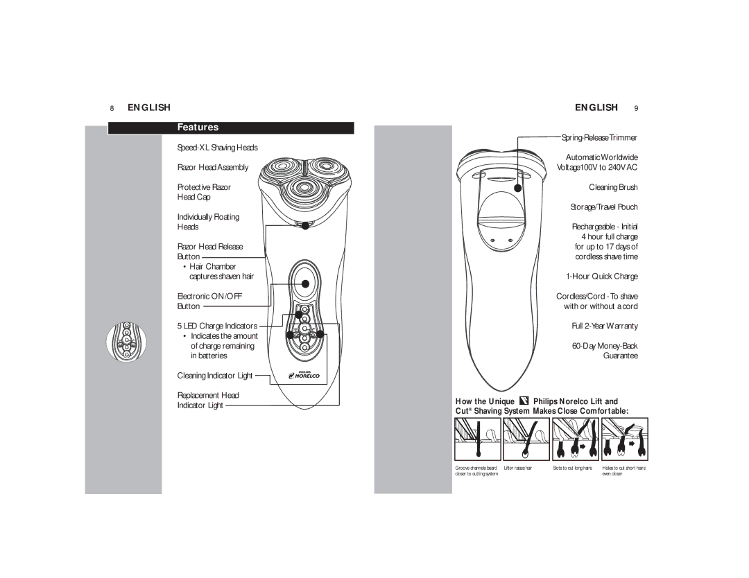 Philips 8170XL manual Features, Indicator Light 