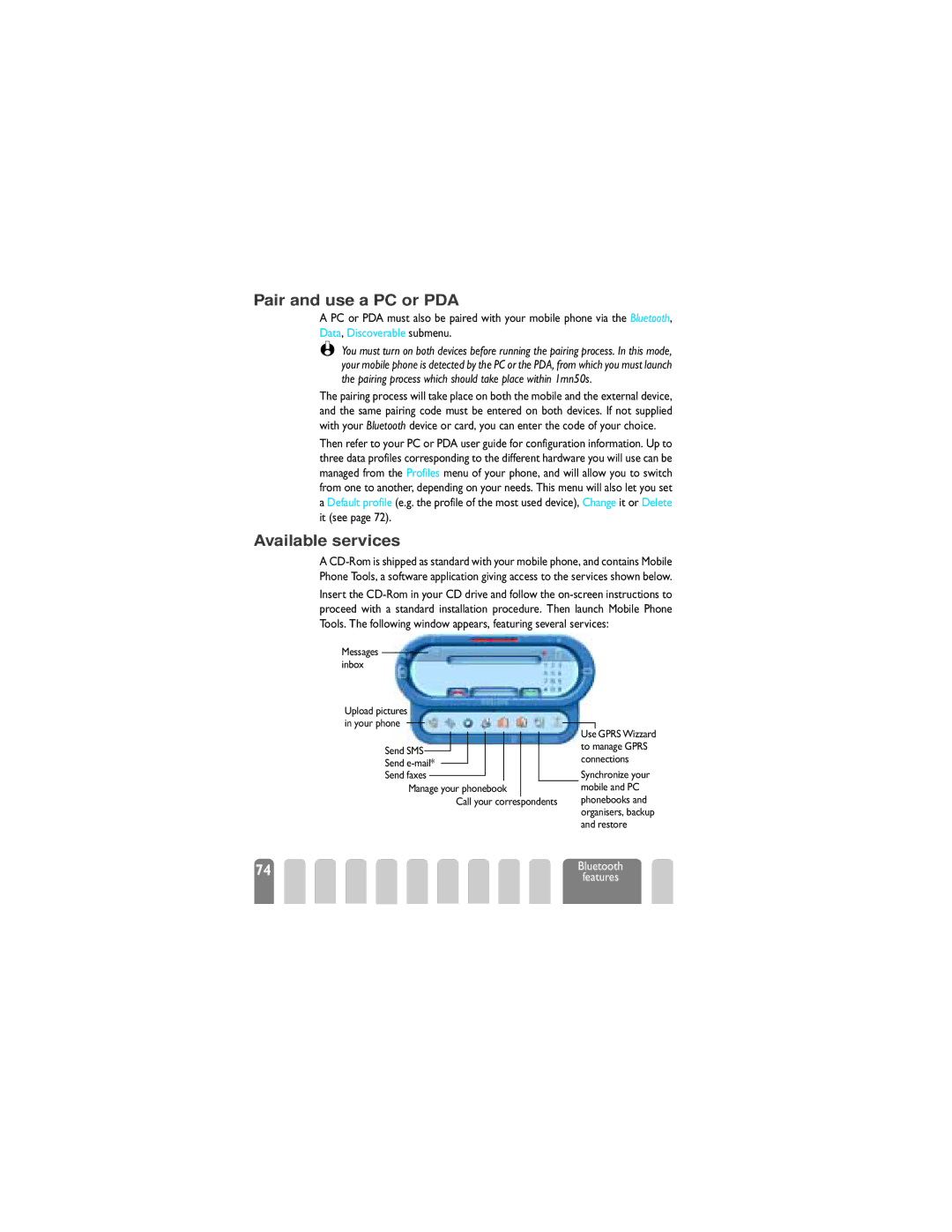 Philips 825 manual Pair and use a PC or PDA, Available services 