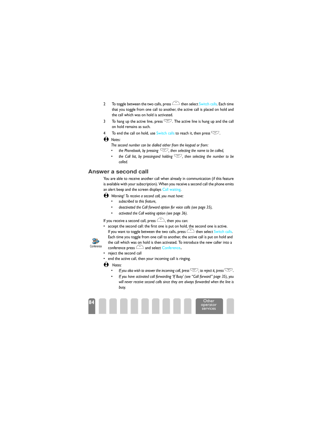 Philips 825 manual Answer a second call, Subscribed to this feature, Activated the Call waiting option see 