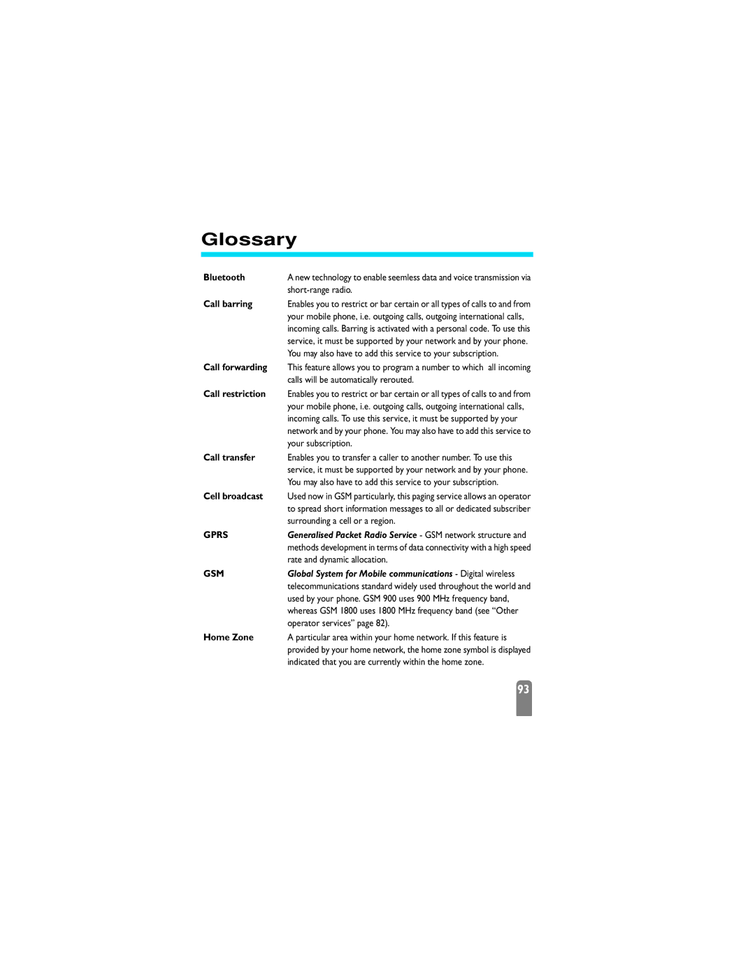 Philips 825 manual Glossary 