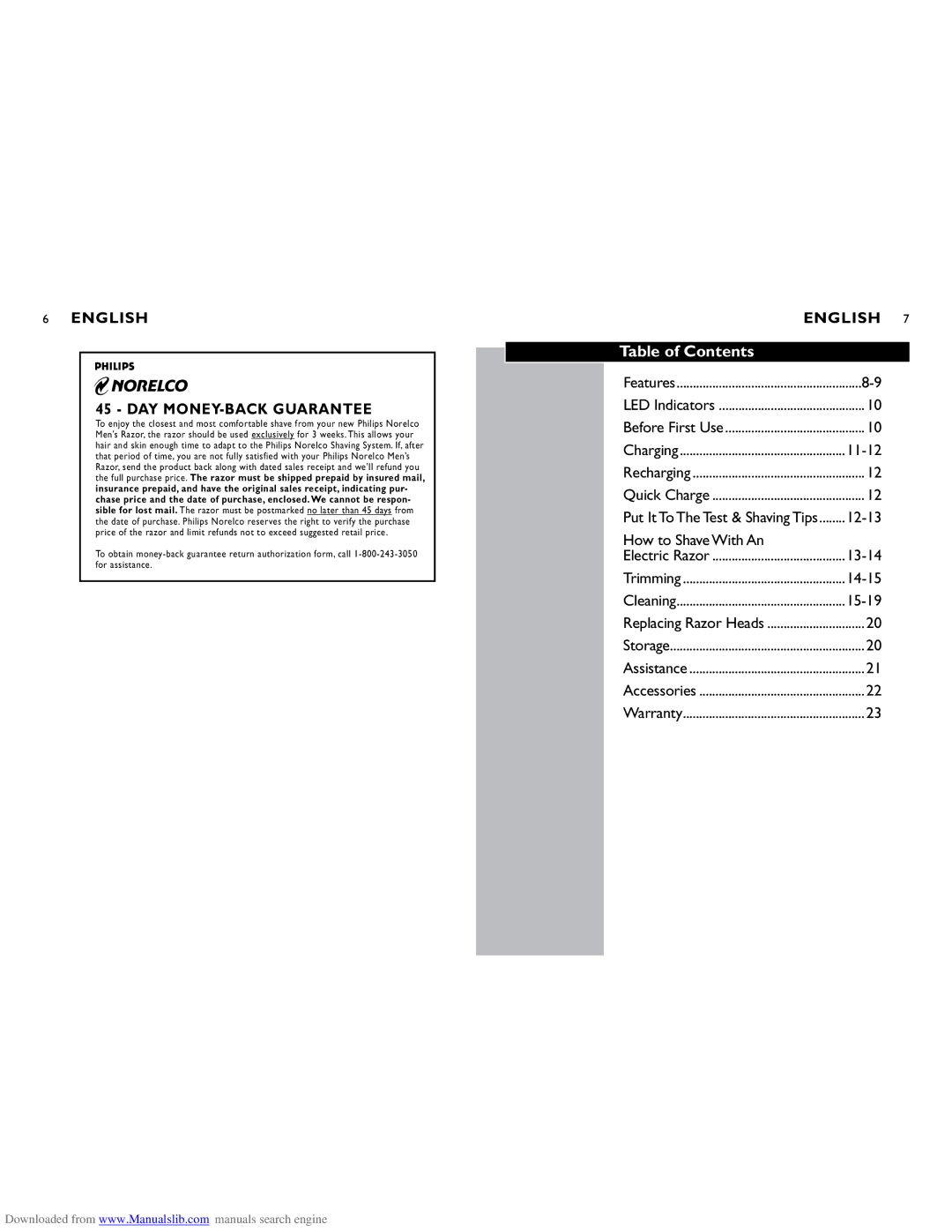 Philips 8251XL, 8250XL manual Table of Contents 