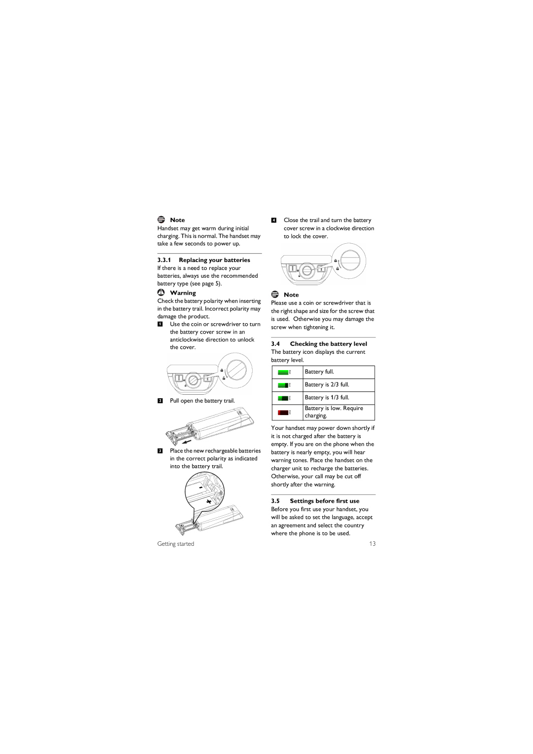 Philips 855 manual Getting started 