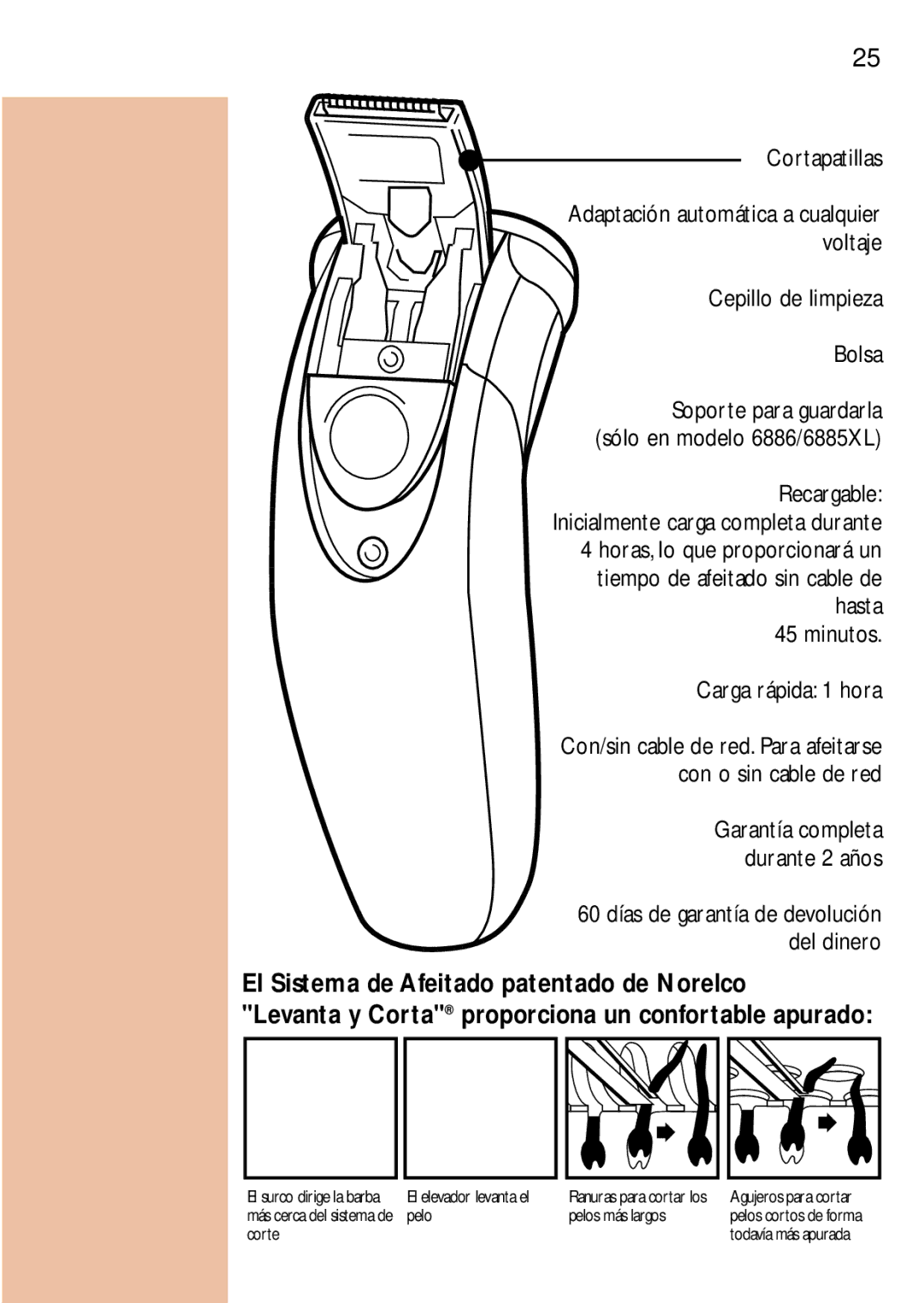 Philips 6886, 85XL 3, 7885, 6887 manual Cortapatillas 