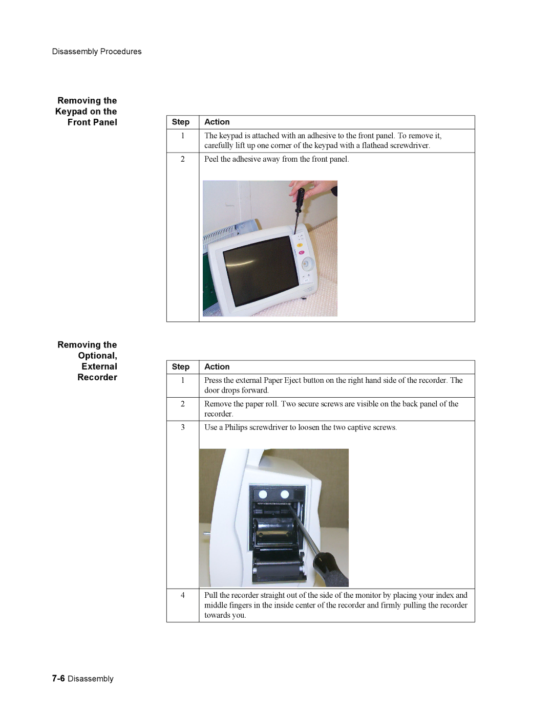 Philips 862478, 862474 manual Removing Keypad on Front Panel Optional External Recorder 