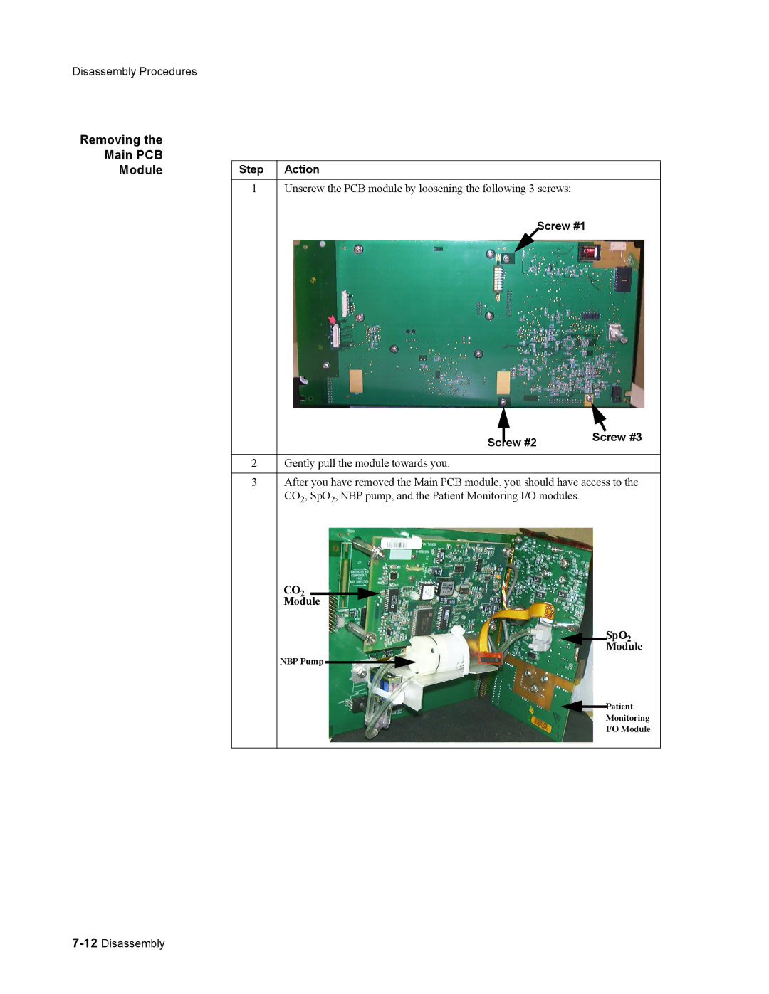 Philips 862478 Removing Main PCB Module, Unscrew the PCB module by loosening the following 3 screws, Screw #1, Screw #2 