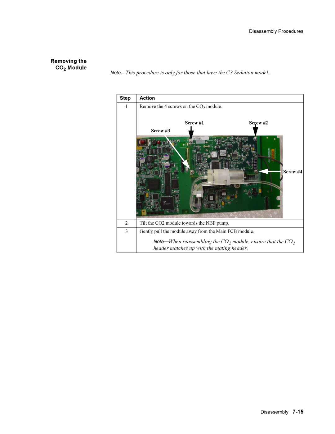 Philips 862474, 862478 manual Removing CO2 Module, Screw #1 Screw #2 Screw #3 Screw #4 