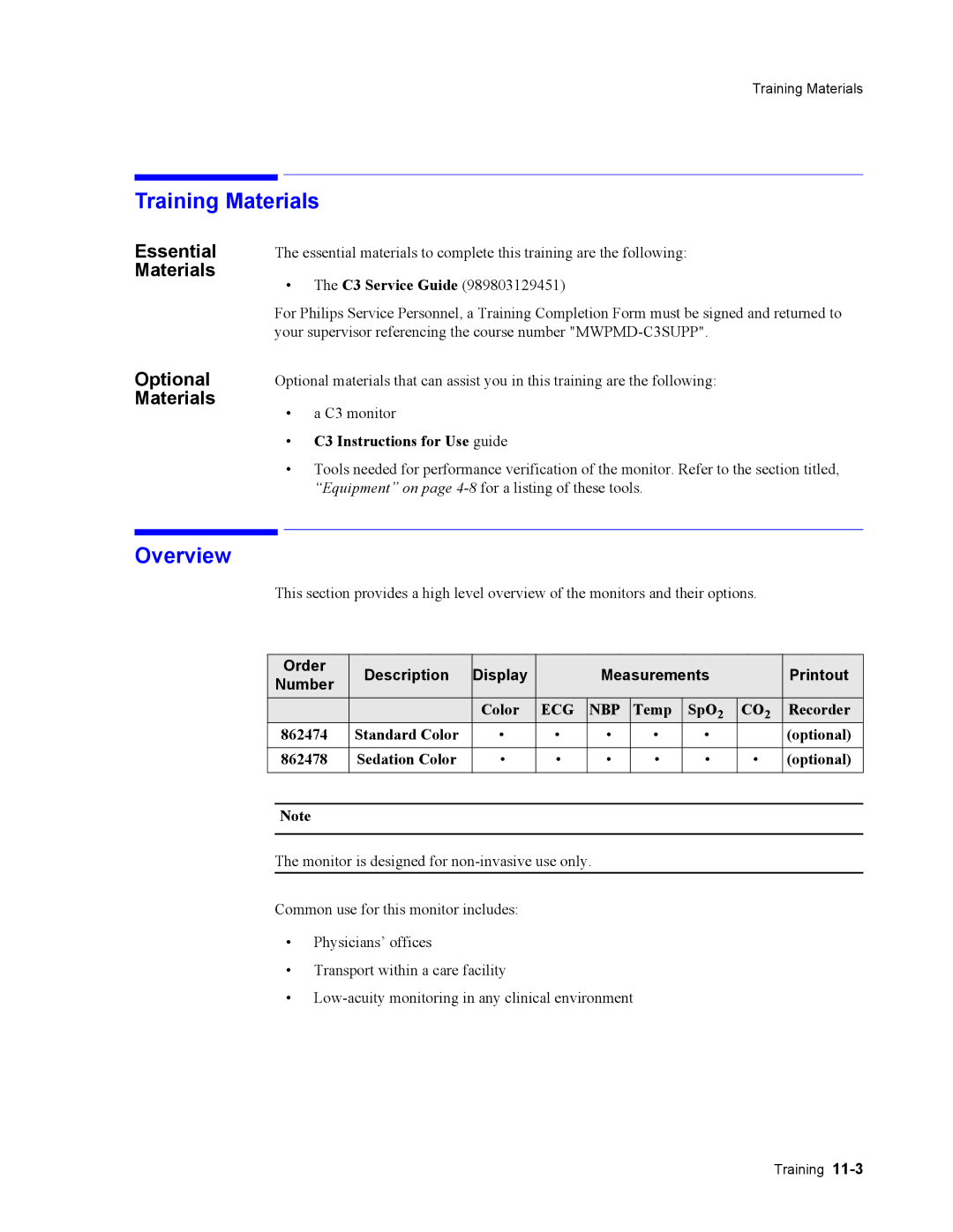 Philips 862474, 862478 manual Training Materials, Overview, Essential, Optional 