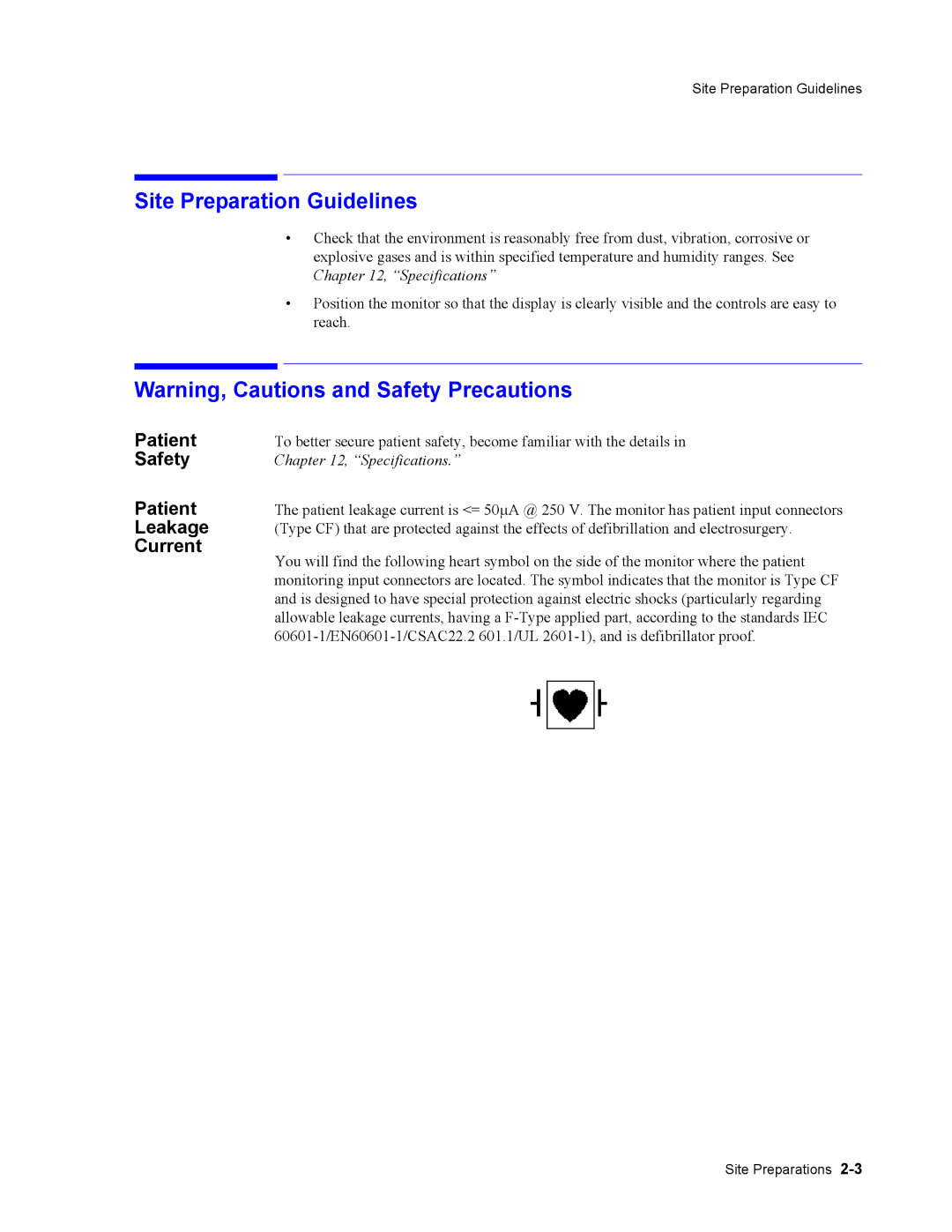 Philips 862474, 862478 manual Site Preparation Guidelines, Patient, Leakage, Current 