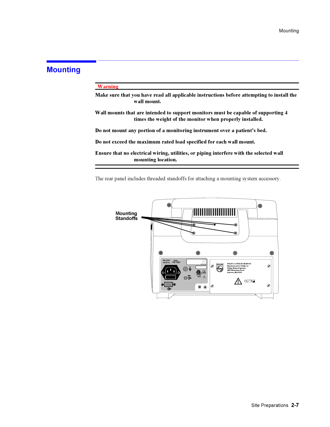 Philips 862474, 862478 manual Mounting Standoffs 