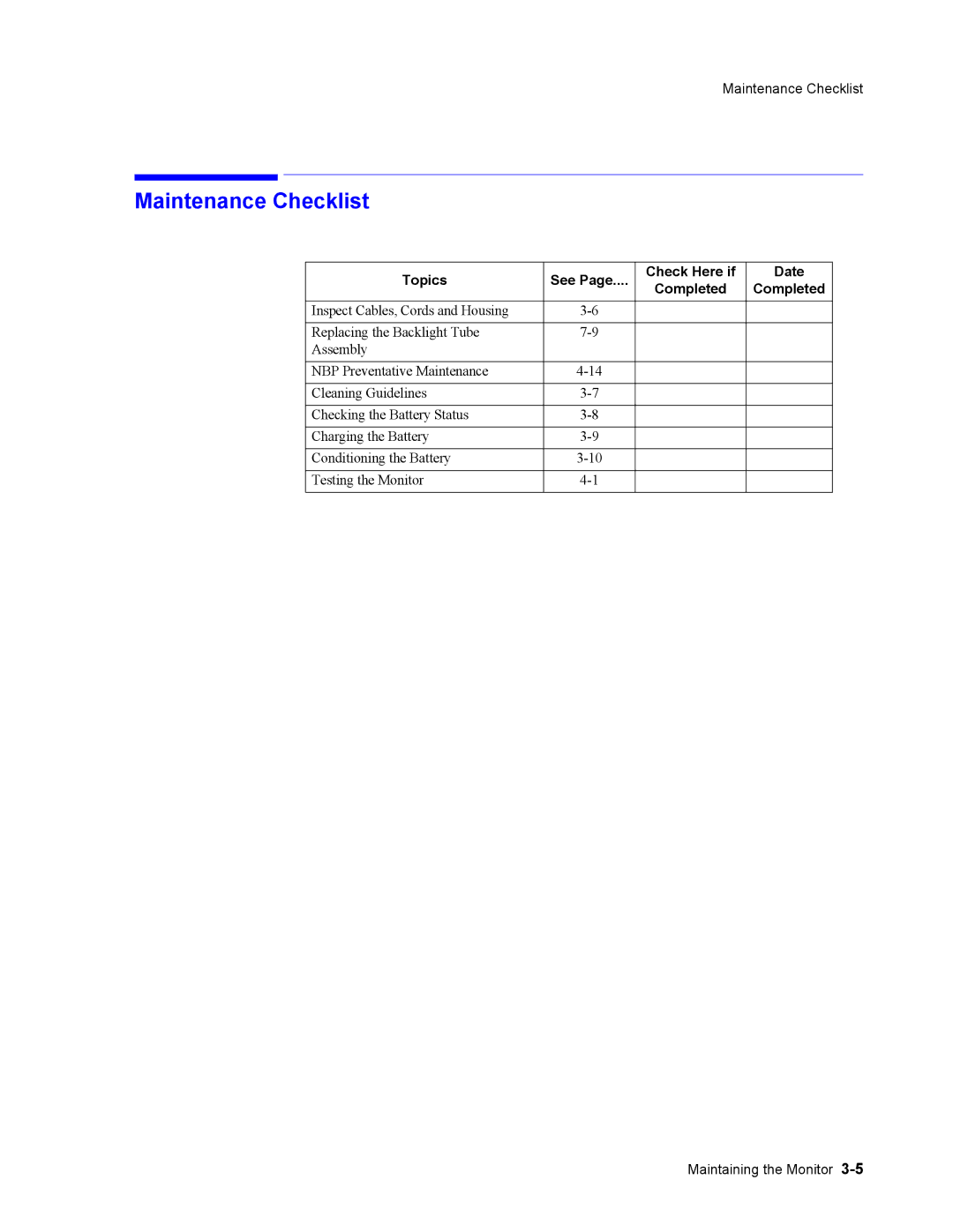 Philips 862474, 862478 manual Maintenance Checklist, Topics See Check Here if Date Completed 