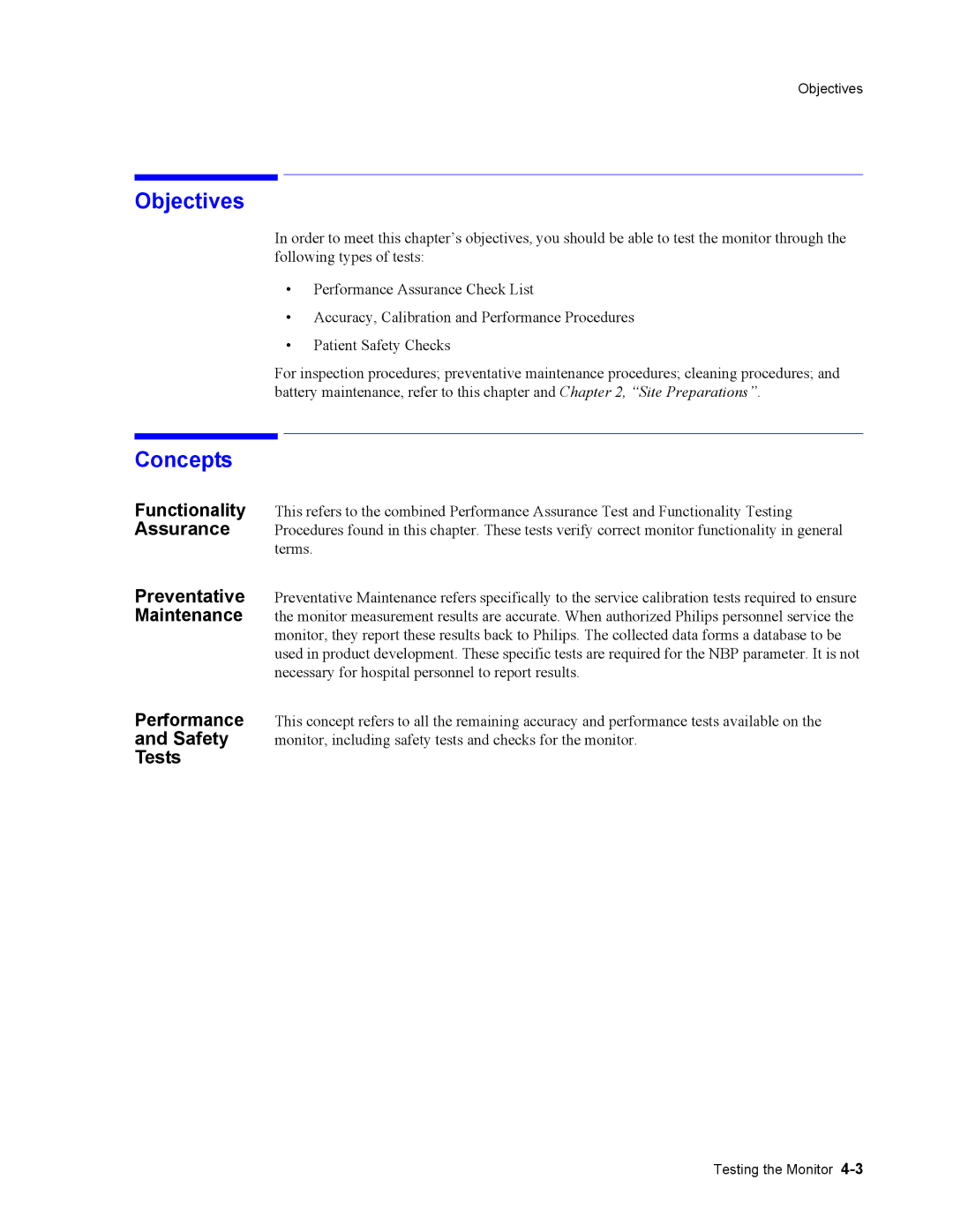 Philips 862474, 862478 manual Objectives, Tests 