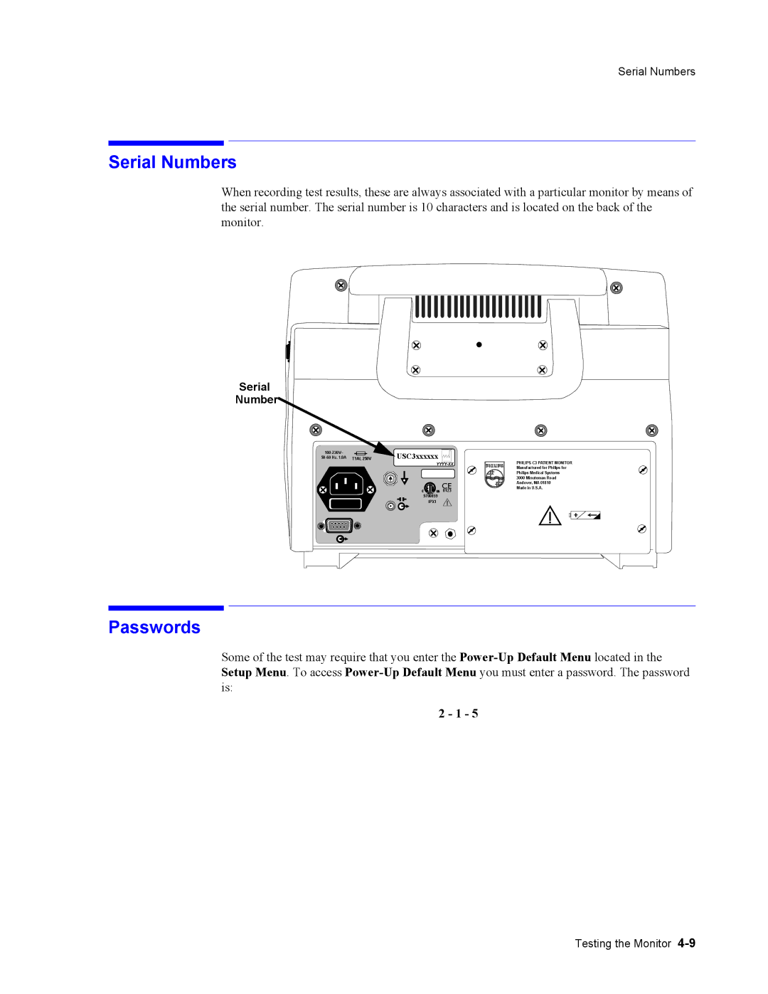 Philips 862474, 862478 manual Serial Numbers, Passwords 