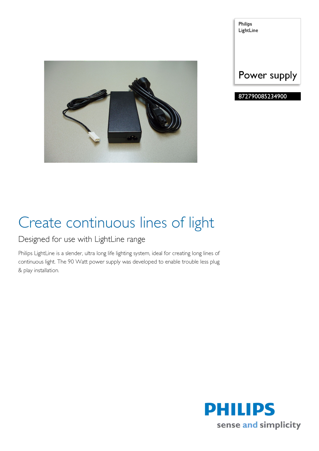 Philips 872790085234900 manual Create continuous lines of light, Designed for use with LightLine range 