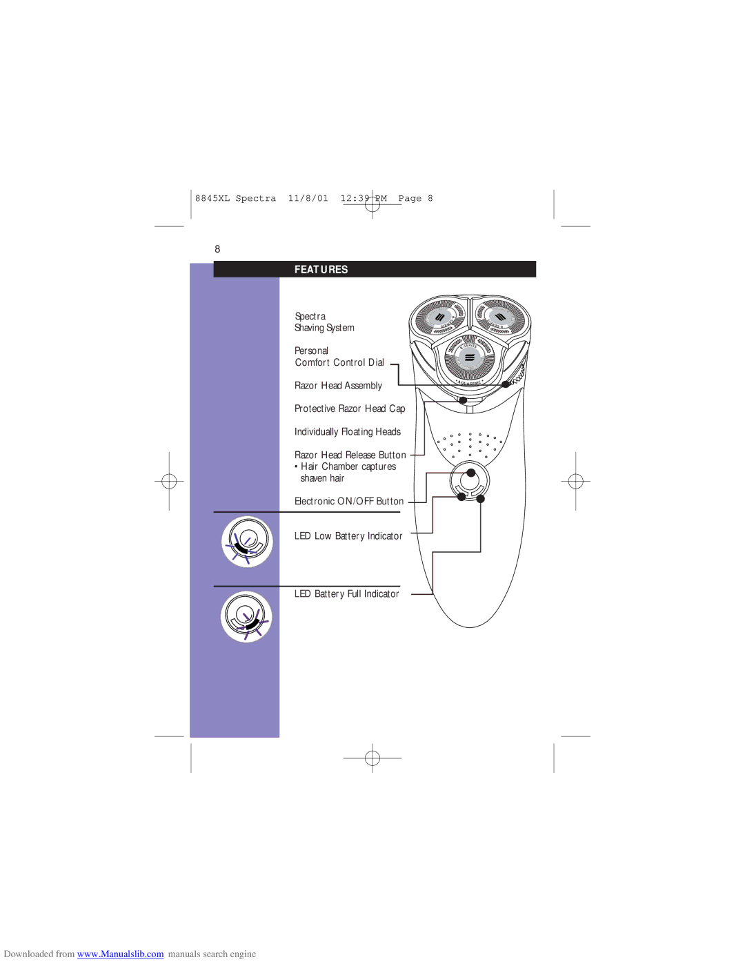 Philips 8845XL manual Features 