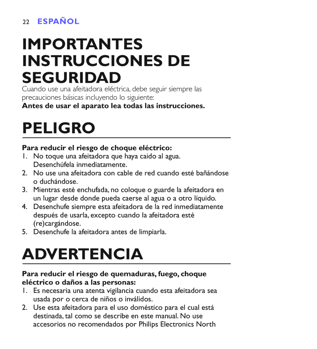 Philips 8881XL, 8883XL, 8880XL manual Importantes Instrucciones DE Seguridad 