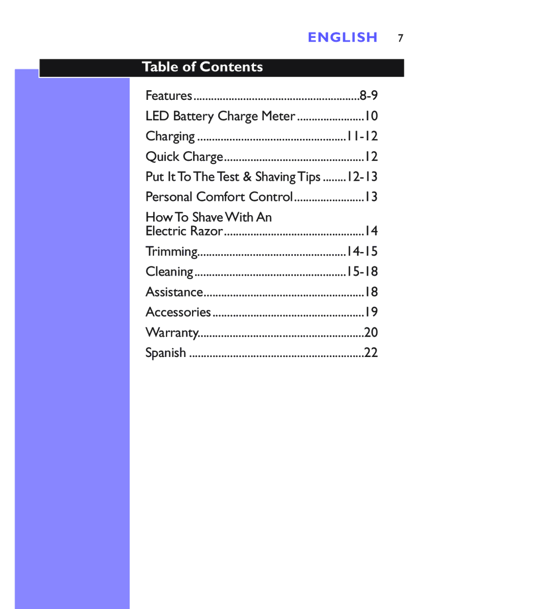 Philips 8881XL, 8883XL, 8880XL manual Table of Contents 