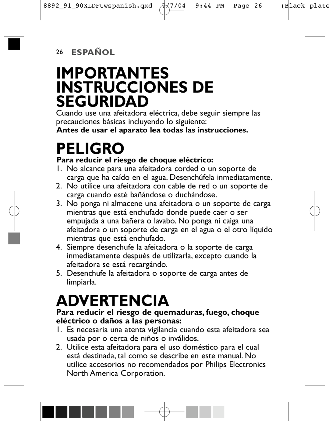 Philips 8891XL, 8892XL, 8890XL manual Importantes Instrucciones DE Seguridad 