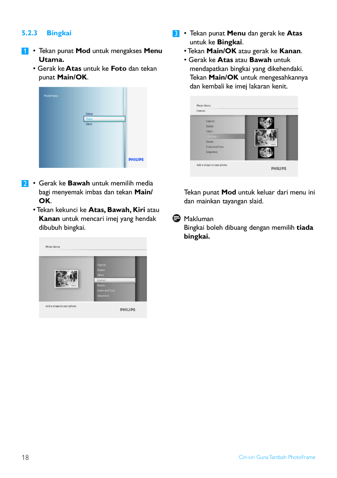 Philips 6FF3FP Series, 8FF3FP Series, 7FF3FP Series user manual Bingkai 