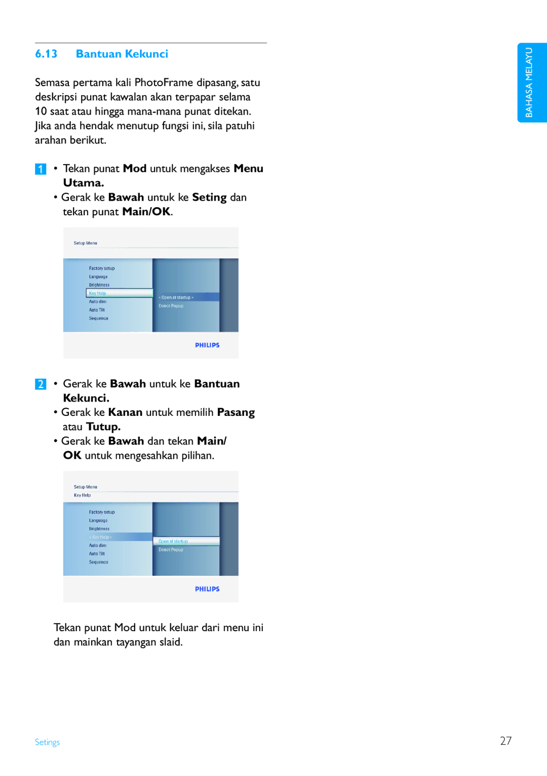 Philips 6FF3FP Series, 8FF3FP Series, 7FF3FP Series user manual Bantuan Kekunci 