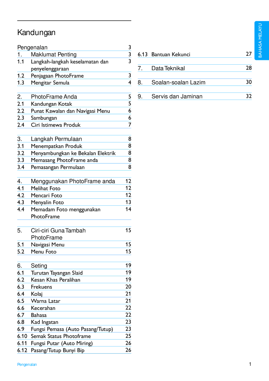 Philips 8FF3FP Series, 7FF3FP Series, 6FF3FP Series user manual Kandungan 