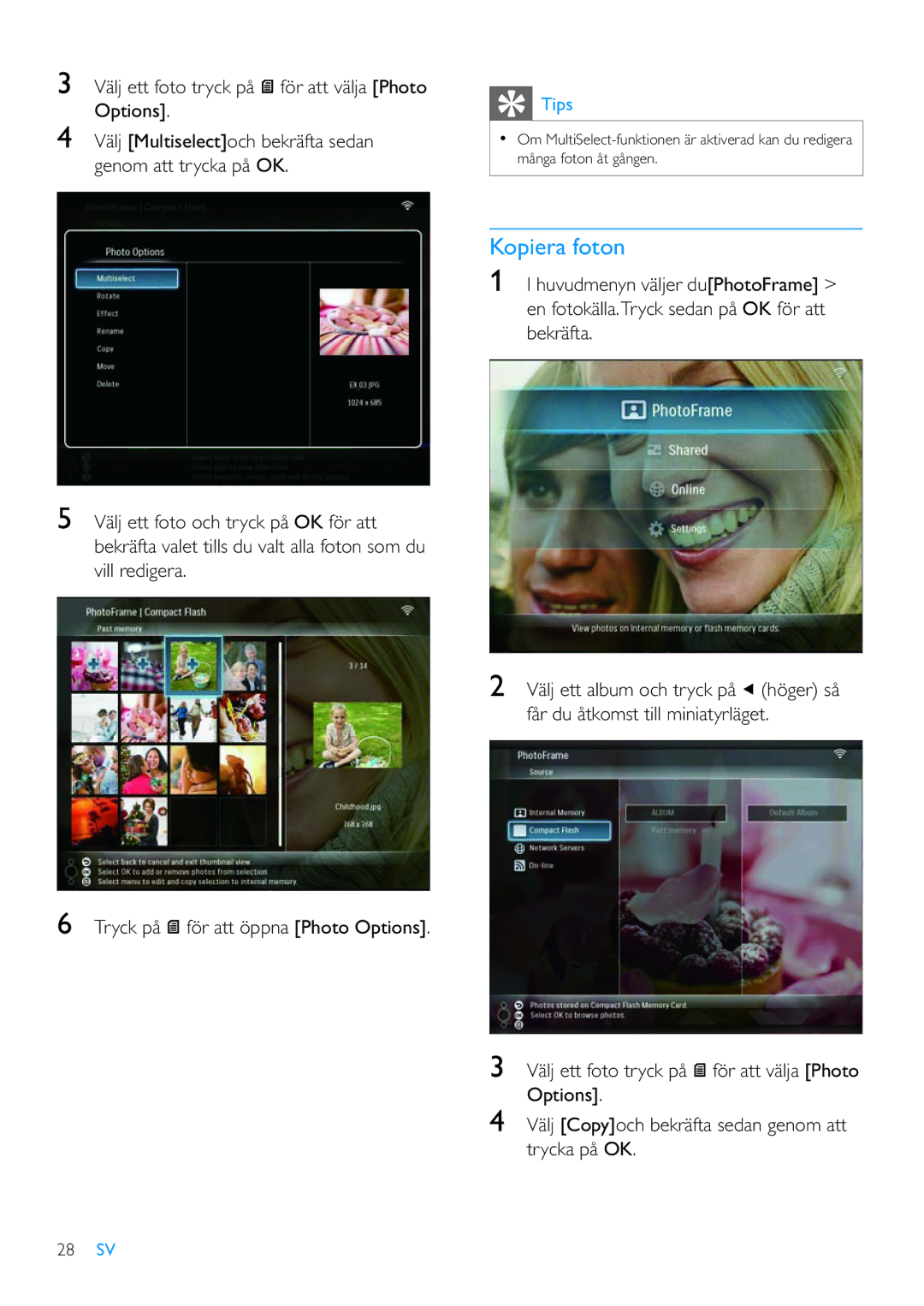 Philips 8FF3WMI manual Kopiera foton, 28 SV 