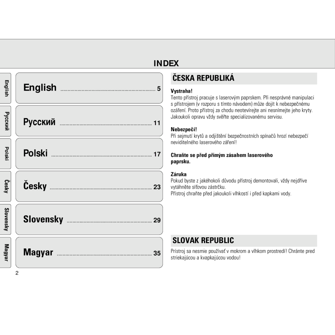 Philips 8FF3WMI manual Index 