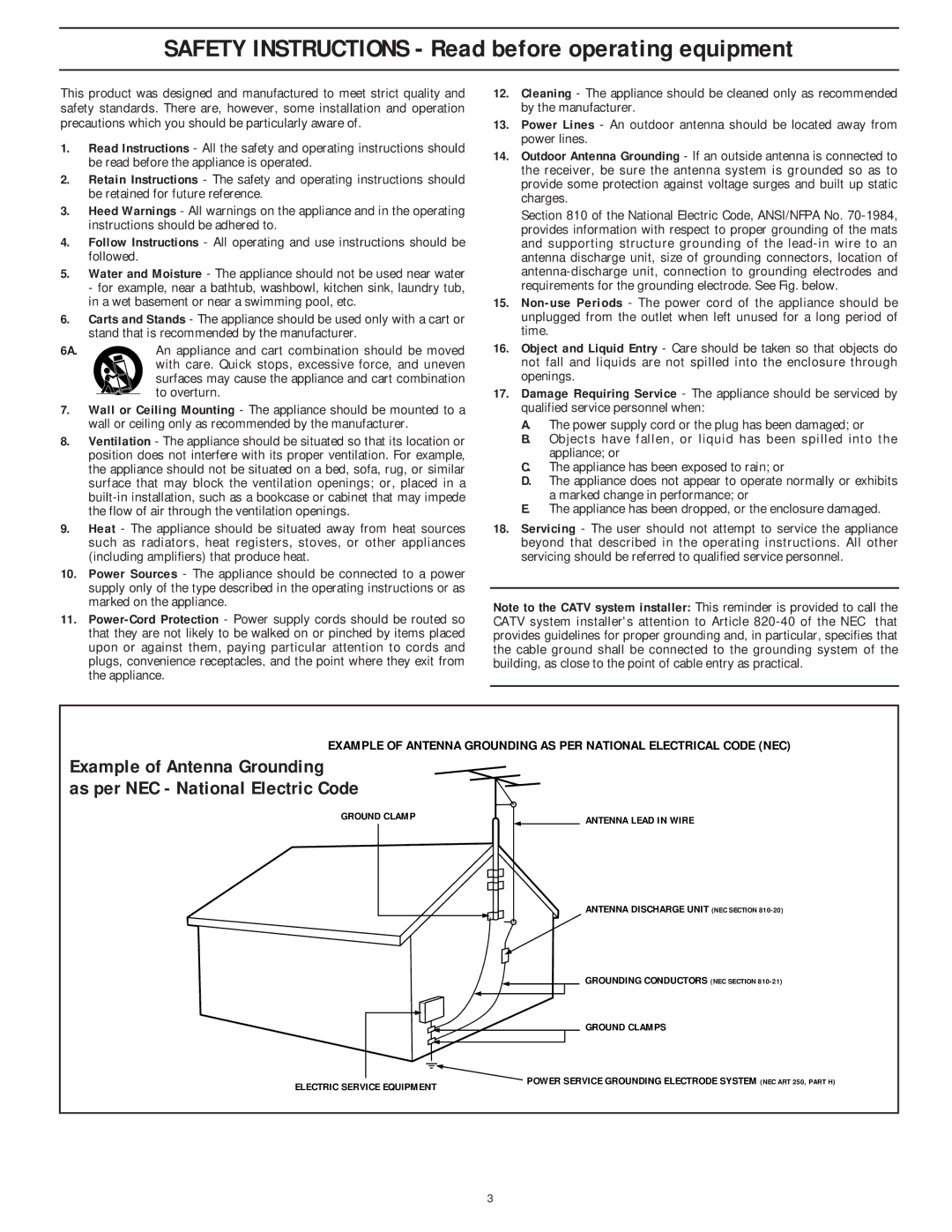 Philips 8P4844C, 8P6044C, 8P5441C, 8P6041C, 8P4841C, 8P5444C, 8P6051C Safety Instructions Read before operating equipment 