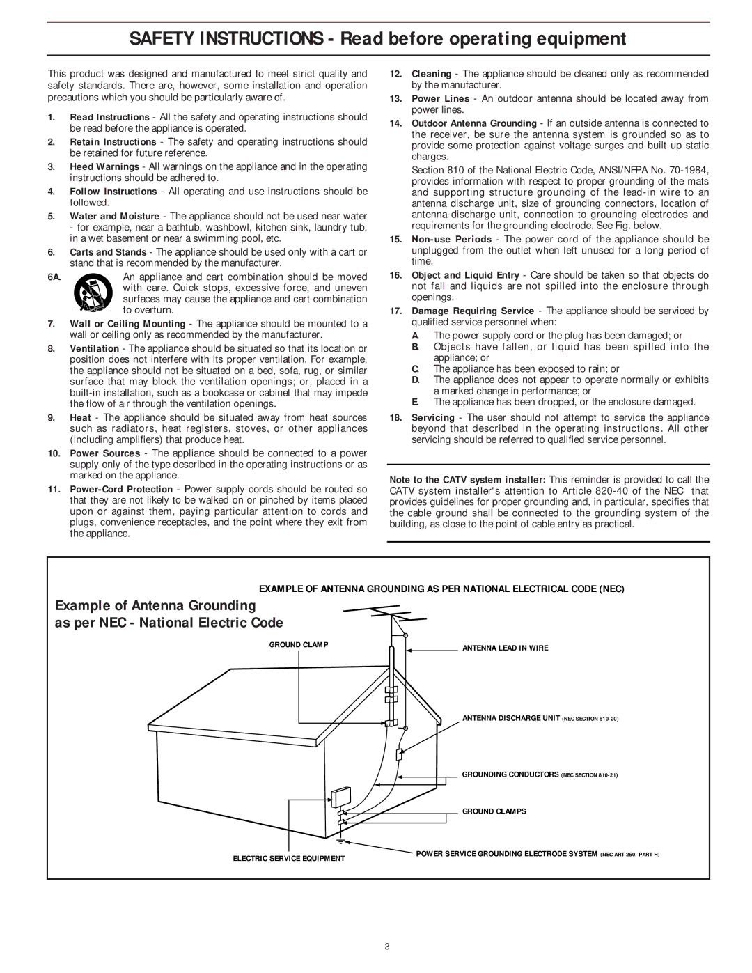 Philips 8P6054C warranty Safety Instructions Read before operating equipment 