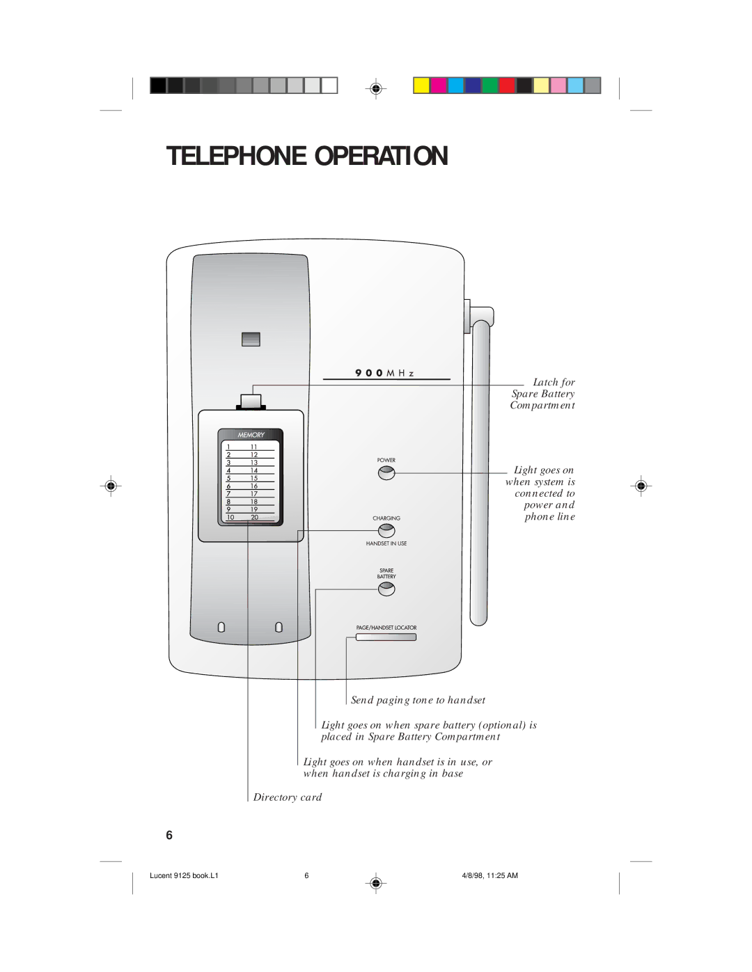 Philips 9125 user manual Telephone Operation 