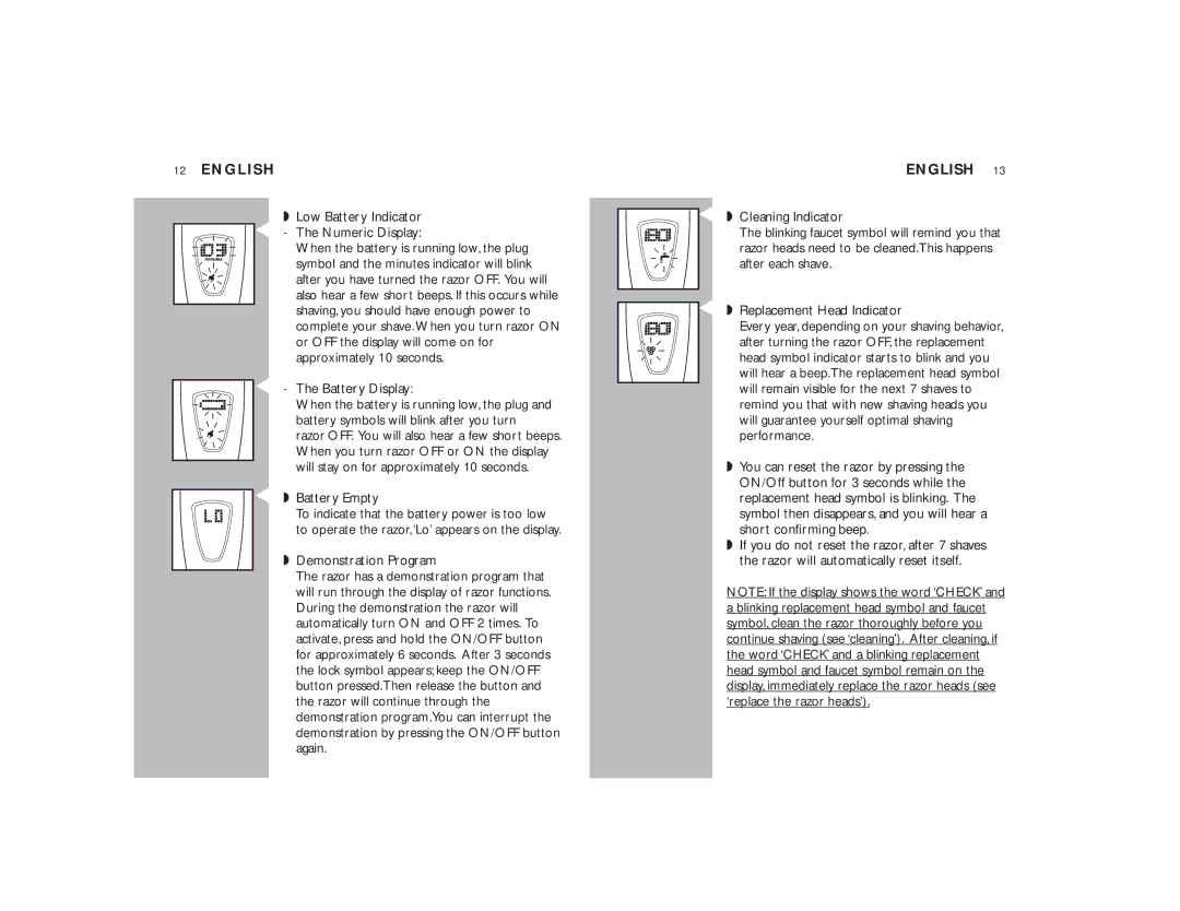 Philips 9190XL manual Battery Empty, Demonstration Program 