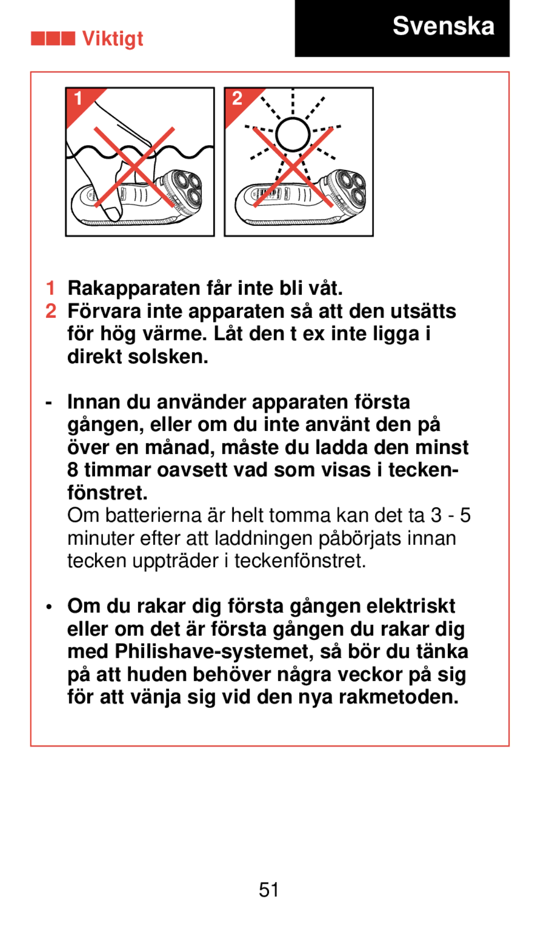 Philips 920 manual Svenska, Viktigt 