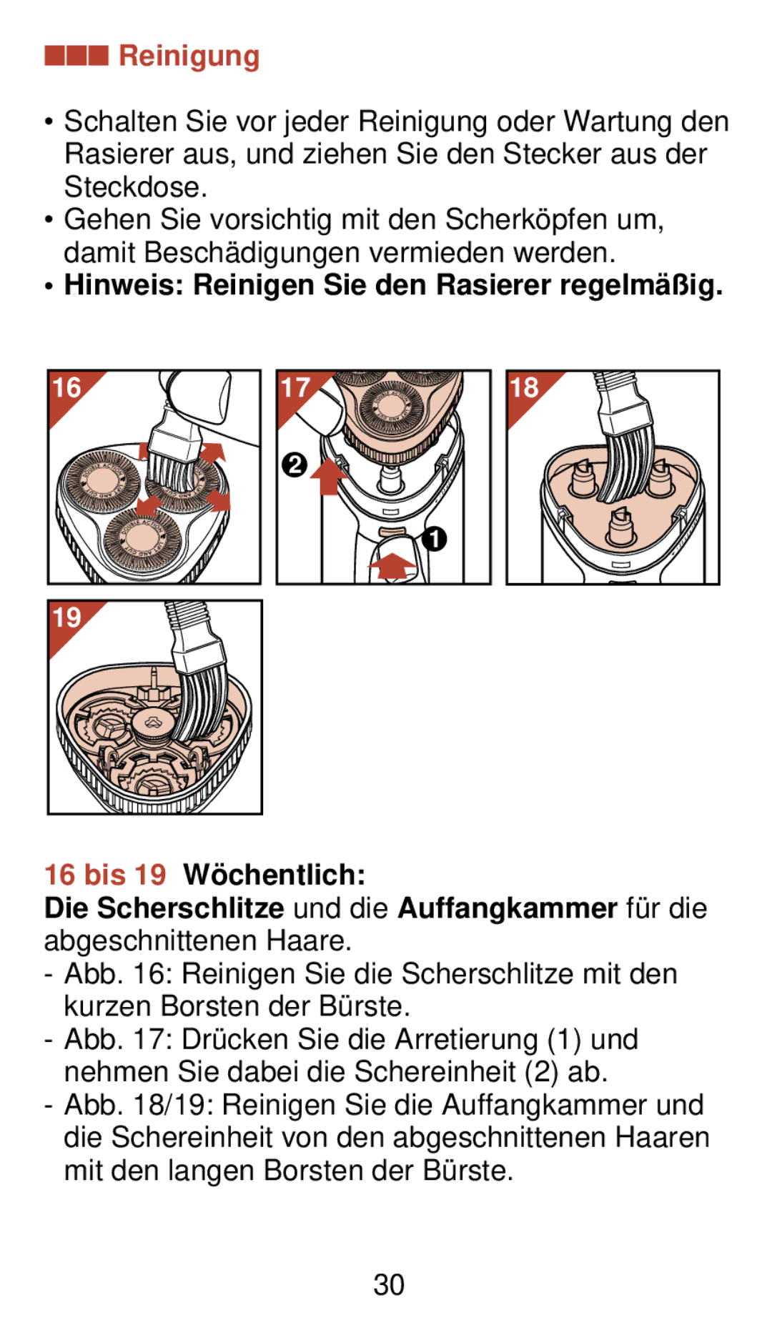 Philips 930 manual Reinigung 