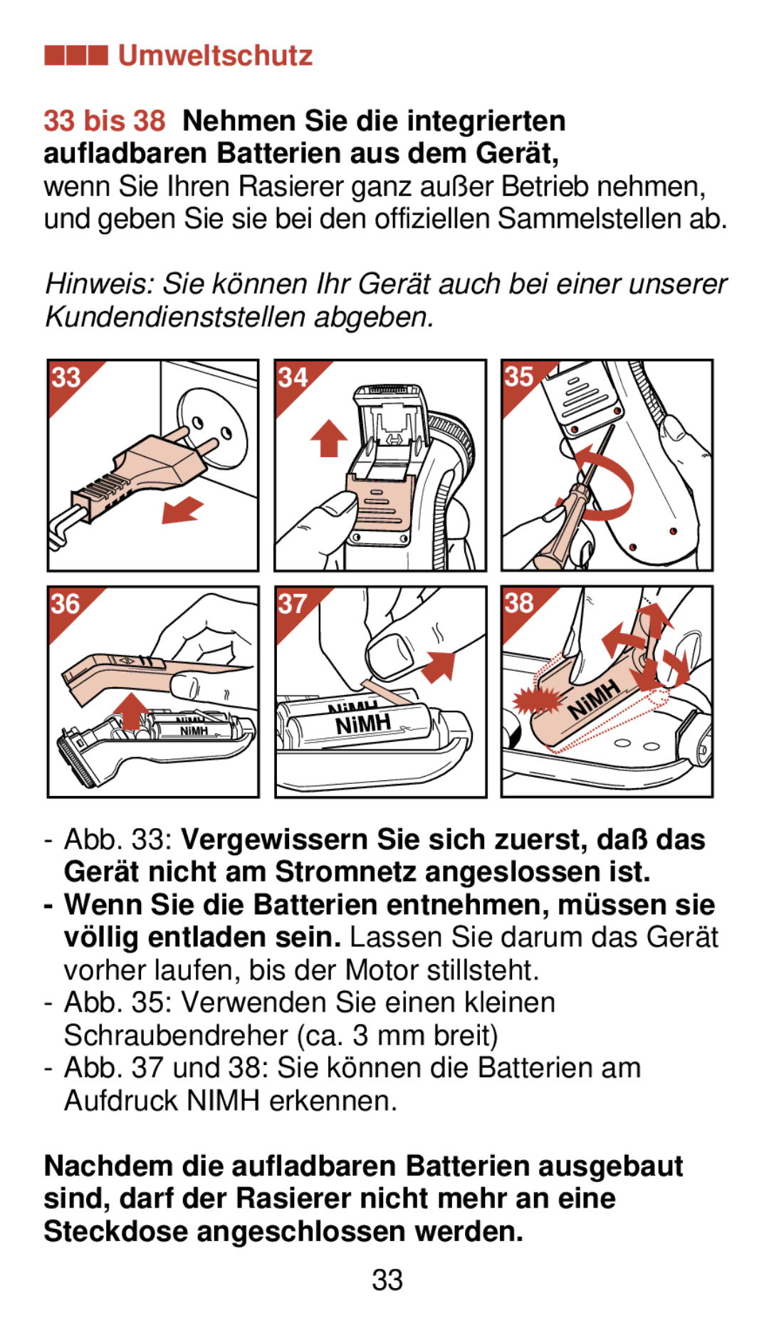 Philips 930 manual Umweltschutz 