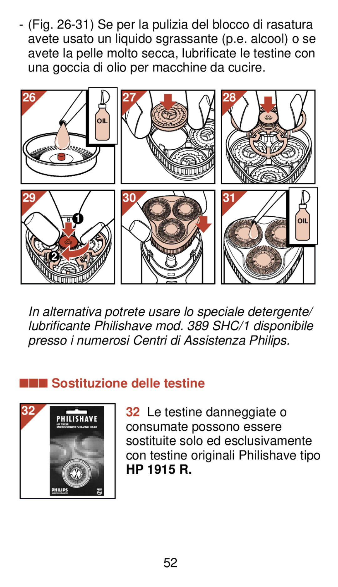 Philips 930 manual Sostituzione delle testine, HP 1915 R 