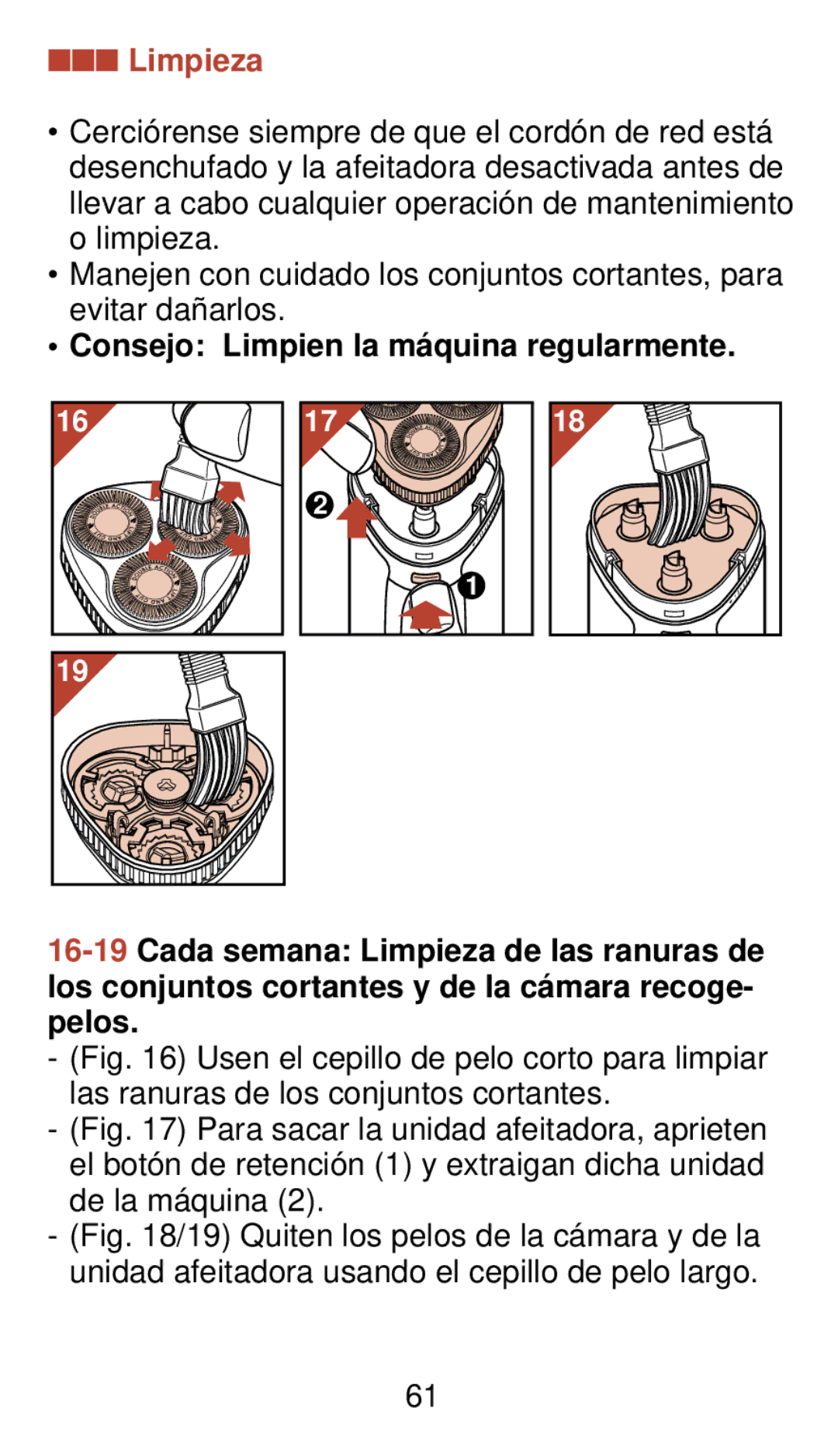 Philips 930 manual Limpieza 