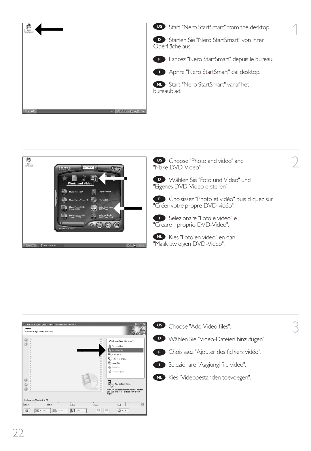 Philips 9305 125 2004.7 manual Choose Add Video ﬁles 