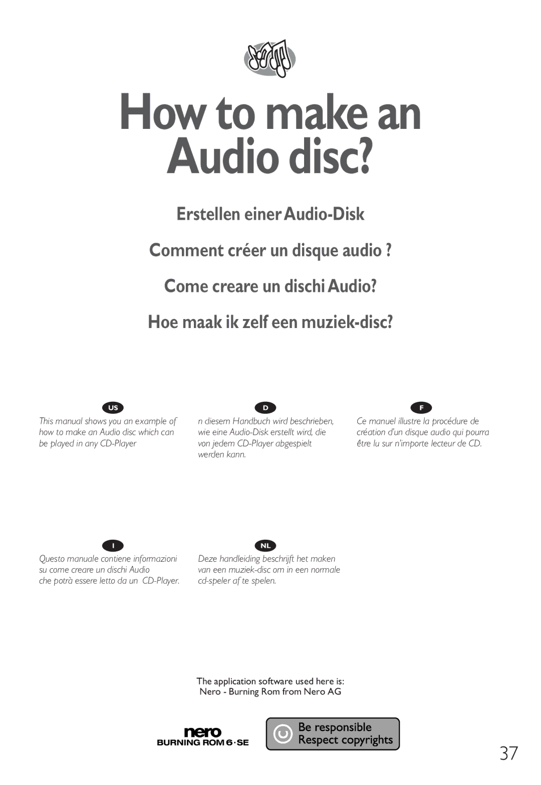 Philips 9305 125 2004.7 manual How to make an Audio disc? 